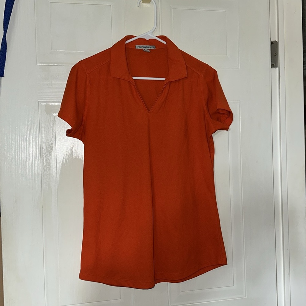 Women’s Port Authority Golf/Tennis Collared Shirt Orange Short Sleeve Top Sz M
